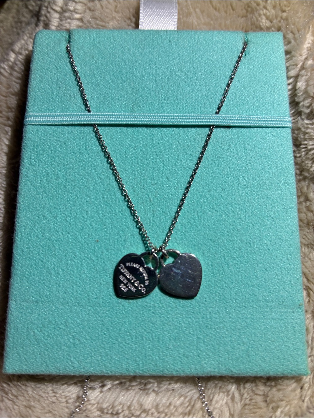 Tiffany & Co. Silver Double Heart Pendant Necklace - Silver